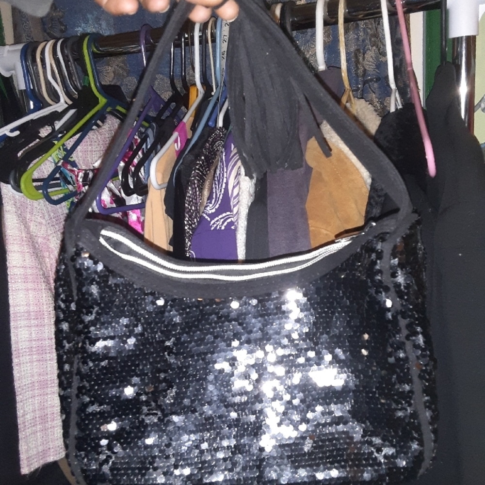 Sequin Shoulder Bag - Black STUDIO 1886